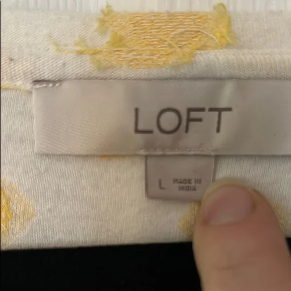 LOFT Cream and Yellow Patterned Peplum Top - Picture 2 of 3